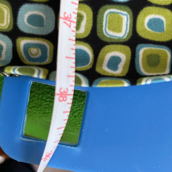 *DONATED* Maggy L | V-Neck Dress | Green Black Blue Sq Print - Picture 5 of 7